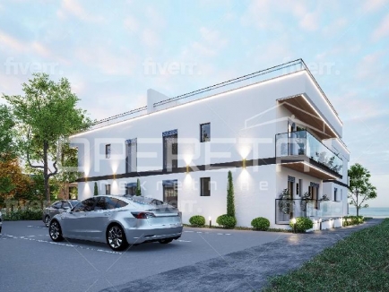Na prodaju moderan stan od 72,60 m² koji se sastoji od prostranog dnevnog boravka s kuhinjom u otvorenom prostoru i blagovaonicom, dvije spavaće sobe, dvije kupaonice, ostave i natkrivene terase od 11,88 m². 15